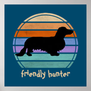 Langhaar-Dachshund - Silhouette 1 Poster