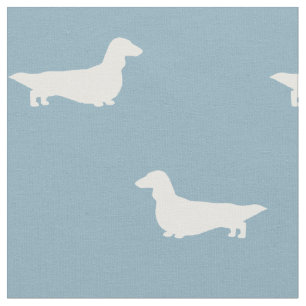 Langhaar-Dachshund-Silhouetten Blau und Weiß Stoff