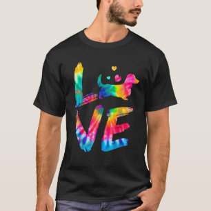 Langhaar-Dachshund Tie Dye Liebe Hund Mama Papa T-Shirt