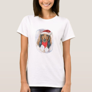 Langhaar-Dachshund-Weihnachtsgeschenke für Hunde-L T-Shirt
