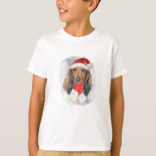 Langhaar-Dachshund-Weihnachtsgeschenke für Hundebe T-Shirt