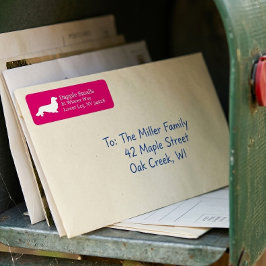 Langhaar-Dackel | Rosa Rücksendeadresse