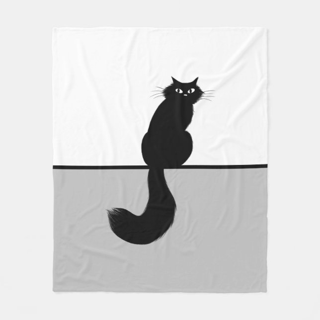 Langhaarige Black Kitty Cat mit langflaumigem Schw Fleecedecke (Vorderseite)