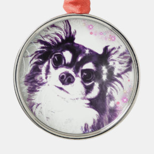 Langhaarige Chihuahua Ornament Aus Metall