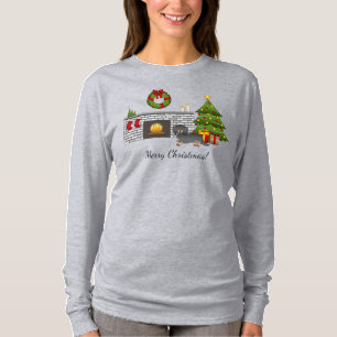 Langhaarige Dachshund in Schwarz und Tan - Weihnac T-Shirt