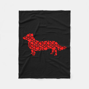 Langhaarige Dackel Hund Niedliche Silhouette Herz  Fleecedecke