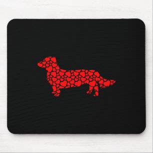 Langhaarige Dackel Hund Niedliche Silhouette Herz Mousepad