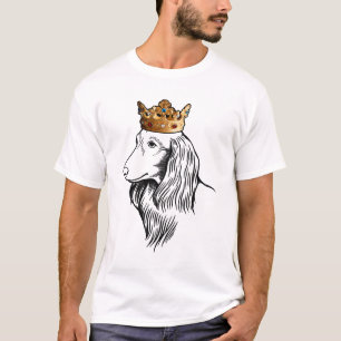 Langhaarige Dackel Hund Tragen Kronen T-Shirt