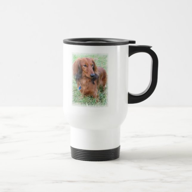 Langhaarige Dackel-Reise-Tasse Reisebecher (Rechts)
