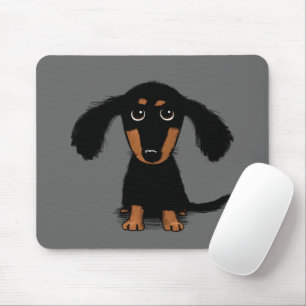 Langhaarige Dackel Welpe Niedlich Hunde Cartoon Mousepad