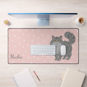 Langhaarige Graue Tabby-Katze Mama Personalisiert Schreibtischunterlage