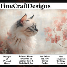 Langhaarige Katze, Blume BP8A Decoupage