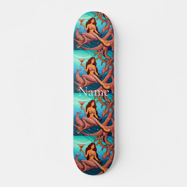 Langhaarige Martini Mermaid Thunder_Cove Skateboard (Vorne)