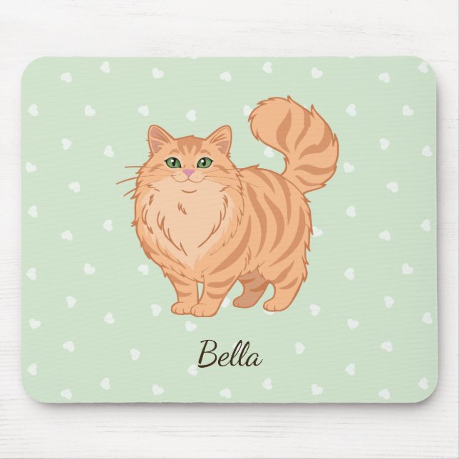 Langhaarige orange getigerte Katze personalisiert Mousepad (Vorne)