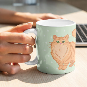 Langhaarige orange getigerte Katzenmutter personal Kaffeetasse