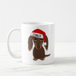 Langhaarige Schokolade Dackel Santa Individuelle N Kaffeetasse