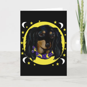 Langhaarige schwarze Dachshund Karte