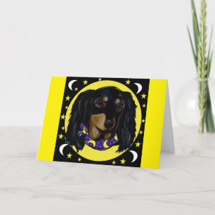Langhaarige schwarze Dachshund Karte