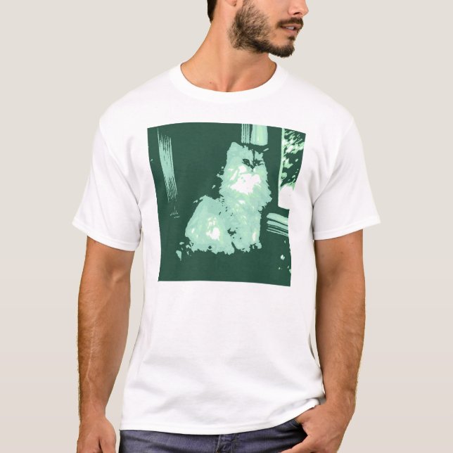 Langhaariger Cat Pop Art T-Shirt (Vorderseite)