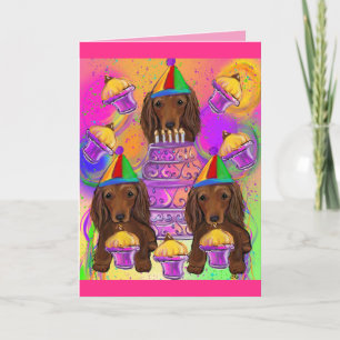 Langhaariger roter Dachshund Feiertagskarte