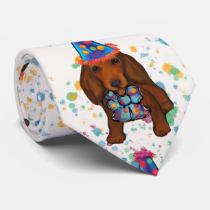 Langhaariger roter Dachshund      Krawatte