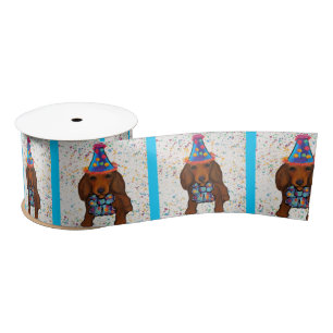 Langhaariger roter Dachshund Satinband