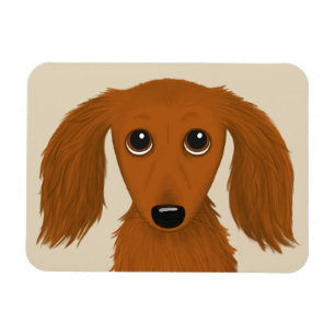 Langhaariger roter Dackel-Cartoon-Hund der Magnet