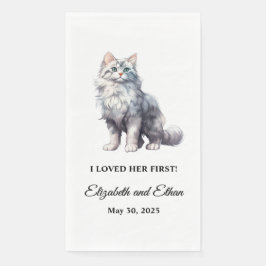 Langhaariges Cat Foto Hochzeitsessen Serviette