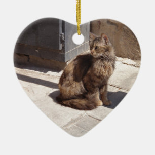 Langhaarkatze Keramik Ornament