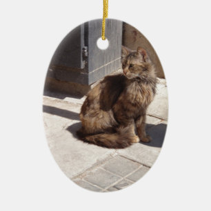 Langhaarkatze Keramikornament