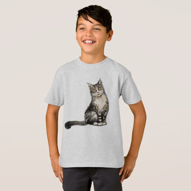 Langhaarkatze T - Shirt (Vorne ganz)