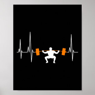 Langhantel Gewichtheben Herzschlag Bodybuilding Co Poster