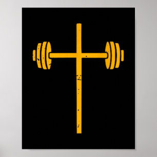 Langhantel Kreuz-Shirt Lustiger Christlicher Worko Poster