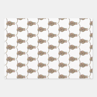 Langhorn-Verpackungspapier Flachblatt-Set aus 3 Geschenkpapier Set