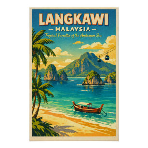 Langkawi-Insel, Malaysia, in einem lebendigen Retr Poster