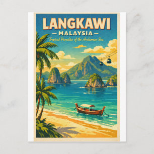 Langkawi-Insel, Malaysia, in einem lebendigen Retr Postkarte