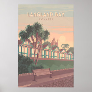 Langland Bay Swansea Seereise Reiseplakat Poster