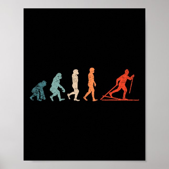 Langlauf-Evolution-XC-Skiing-Outfit Lustiger Ski Poster (Vorne)