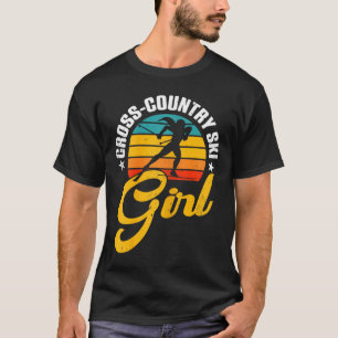 Langlauf-Ski-Girl Retro Wintersportler B T-Shirt