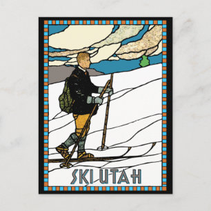 Langlauf Skilift Utah Vintage Postkarte