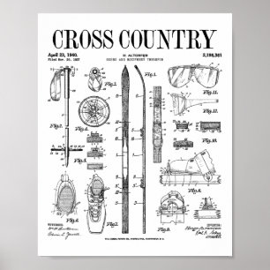 Langlauf-Skisport Ski Vintage-Patent Ski Poster