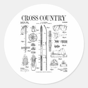 Langlauf-Skisport Ski Vintage-Patent Ski Runder Aufkleber