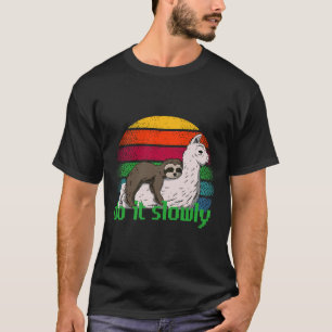 Langlaufen auf einem Llama Alpaca Langsam T-Shirt