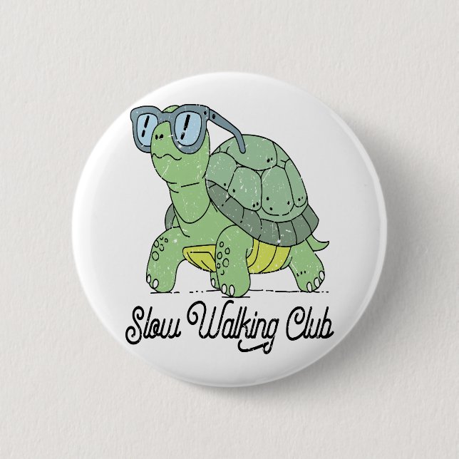 Langlaufen Club Niedlich Funny Turtle Button (Vorderseite)