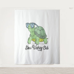 Langlaufen Club Niedlich Funny Turtle Wandteppich