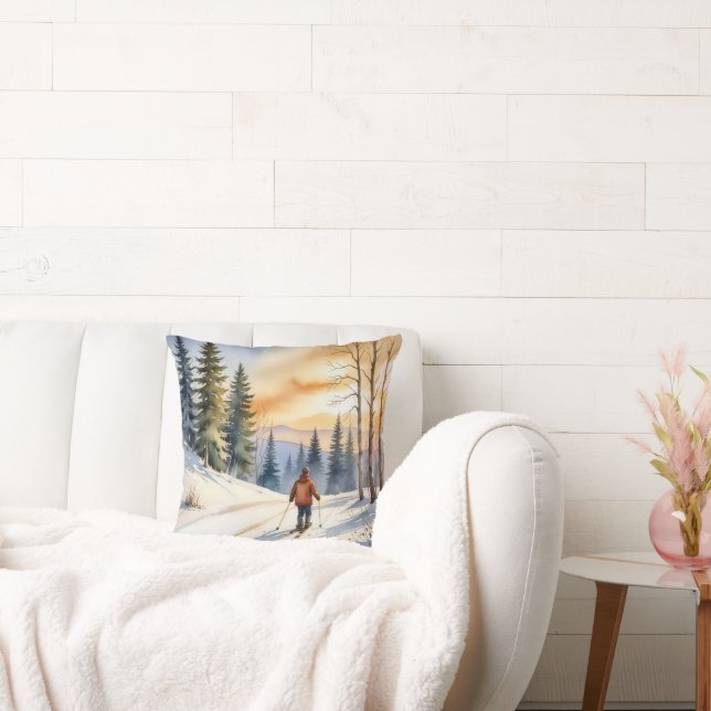 Langläufer im Winterwald Kissen (Liege)