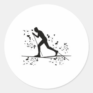 Langläufer Nordic Xc Skifahren _11  Runder Aufkleber