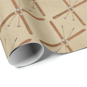Langlaufski auf altem Papier Geschenkpapier
