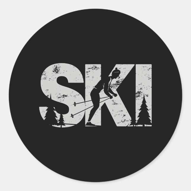 Langlaufski Cool Skifahren Nordic Skier Frauen Runder Aufkleber (Vorderseite)