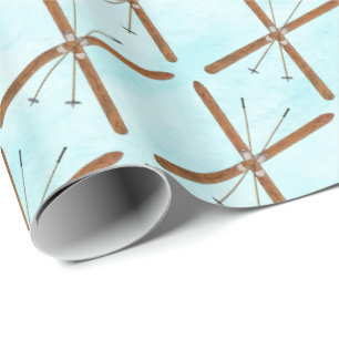 Langlaufski im Schnee Geschenkpapier